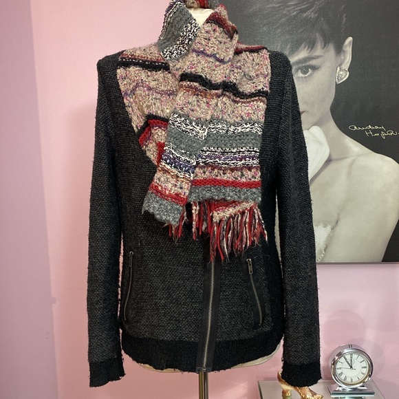 Curio New York Knit Wool Blend Moto Jacket/Coat - Picture 5 of 12